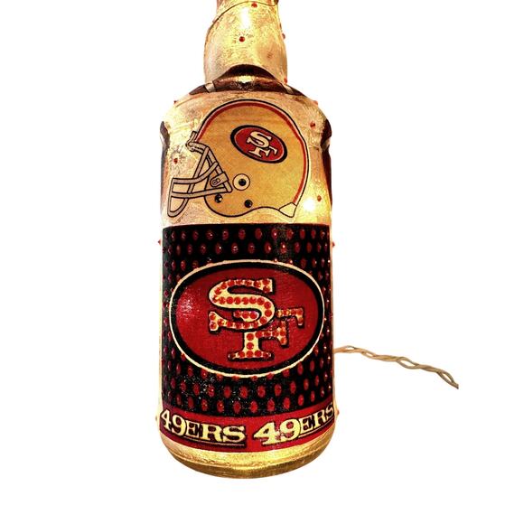 SAN FRANCISCO 49ERS  Glass Bottle w/Lights Unique Gift Idea - Picture 6 of 9